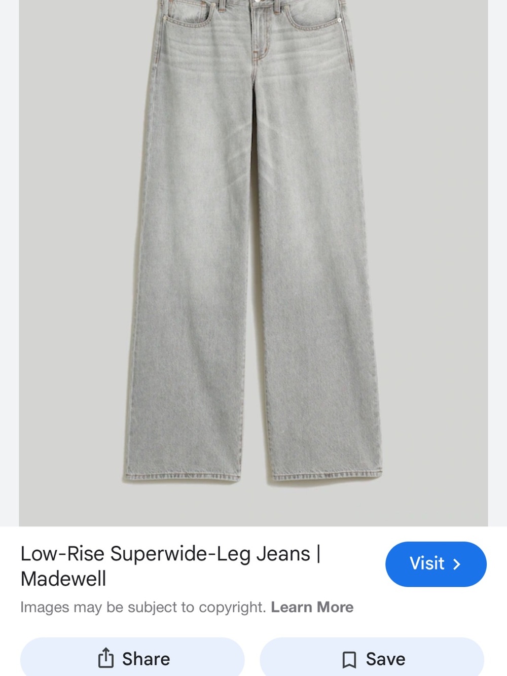 Madewell Light Gray Wide-Leg Low-Rise Jeans